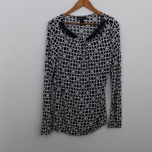 INC Black and White Long Sleeve Top